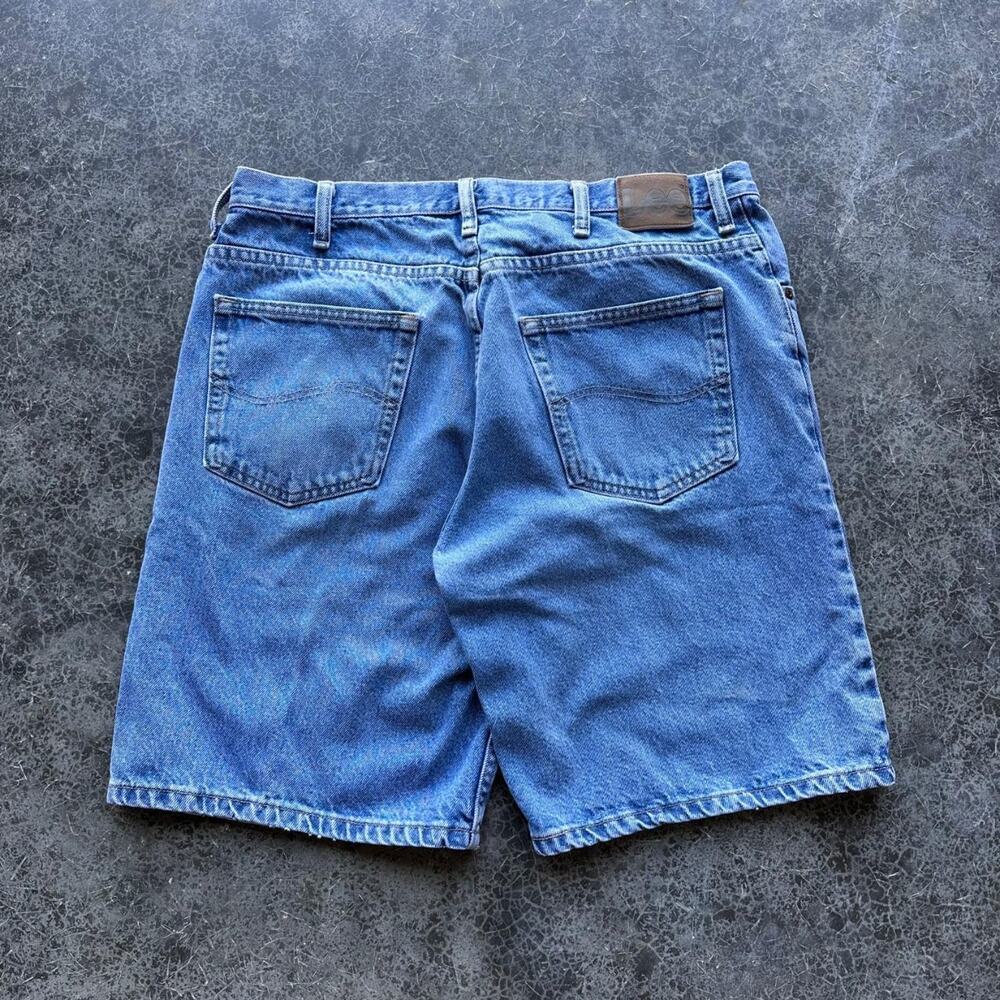 Y2K 2000s Lee Summer Essential Indie Baby Blue Dad Denim Shorts Jorts 36